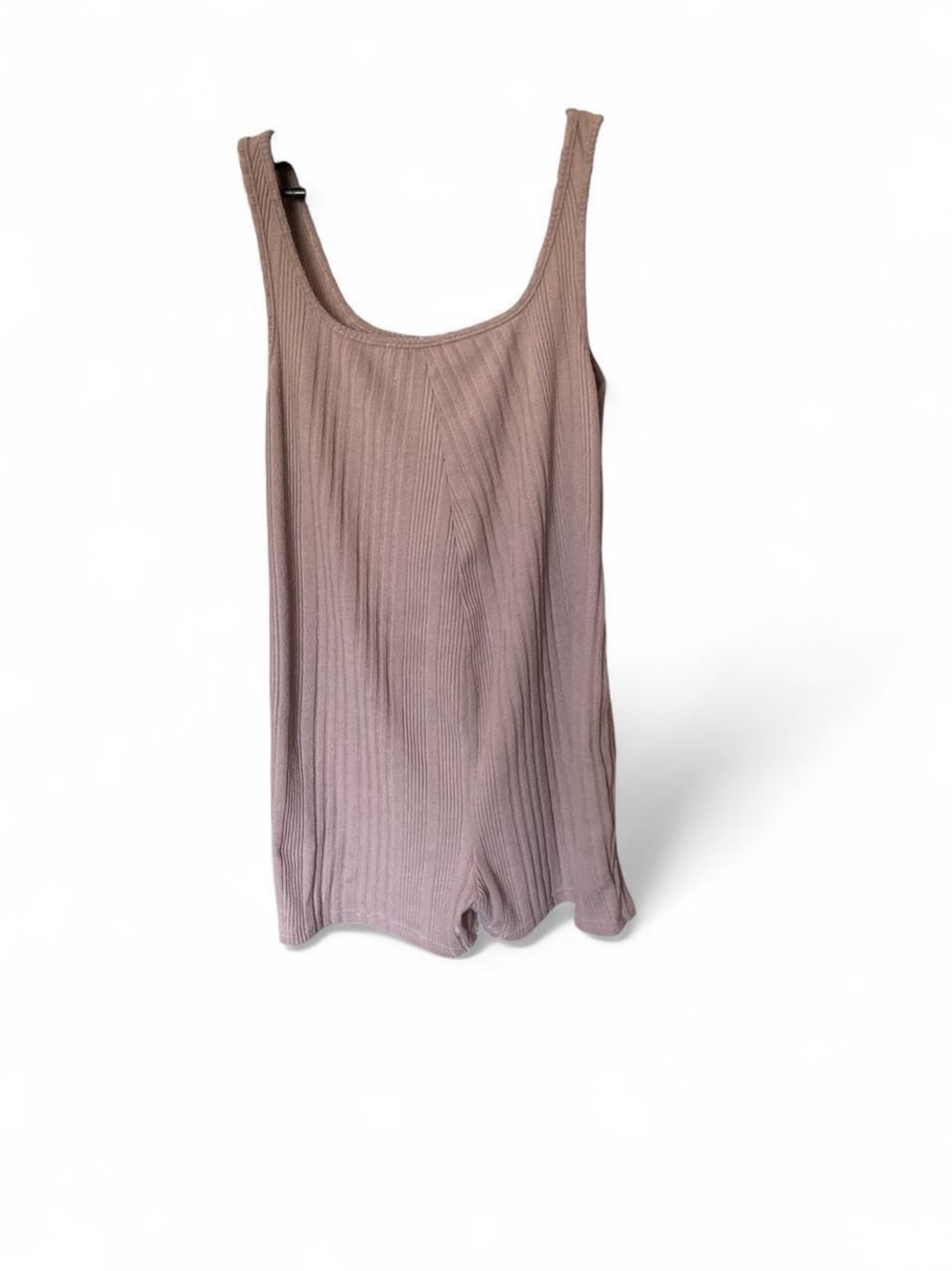 SHEIN Ribbed Scoop-Neck Tank Romper - Mauve